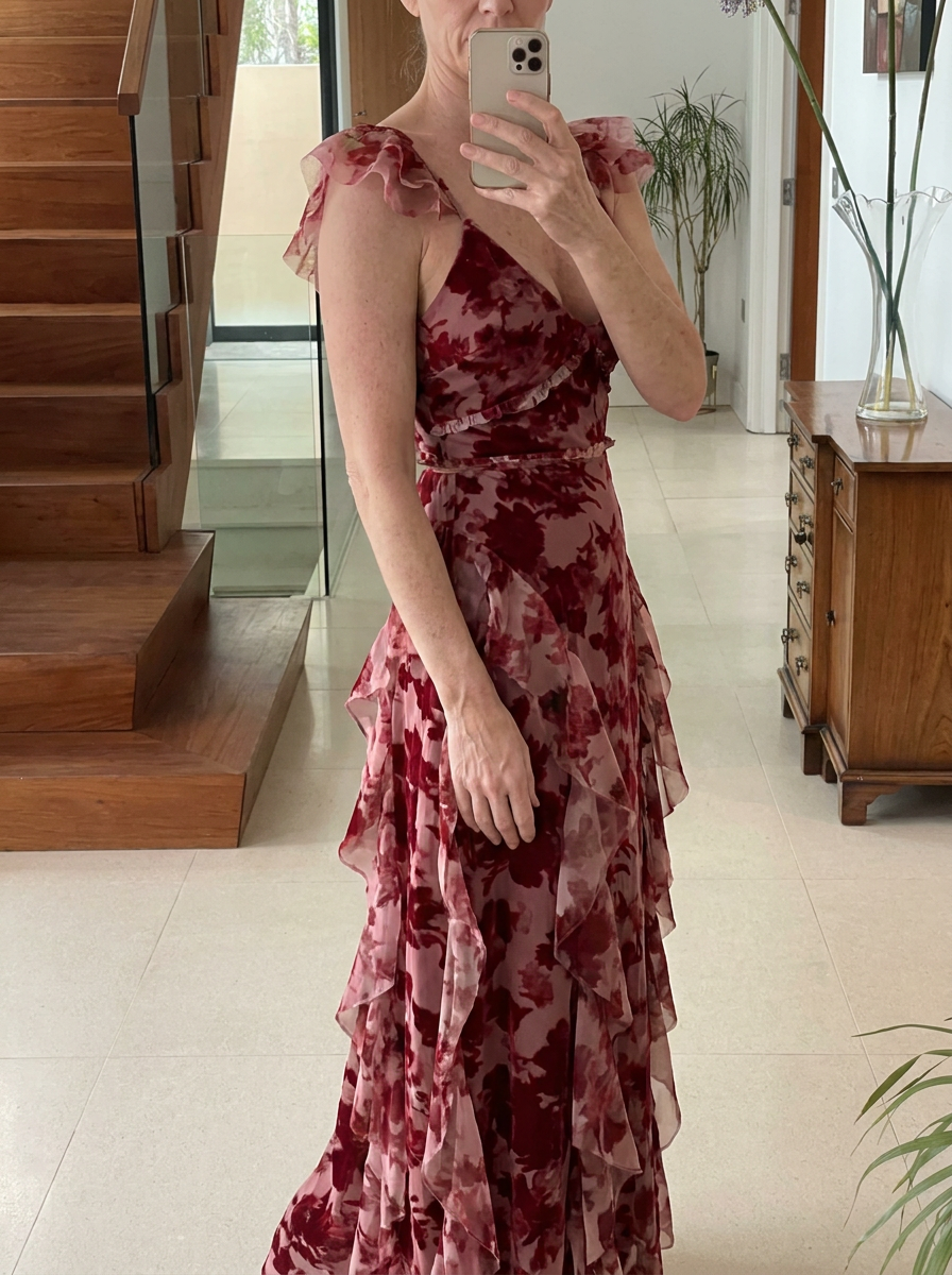 MARIELA – Romantic Floral Ruffle Maxi Dress