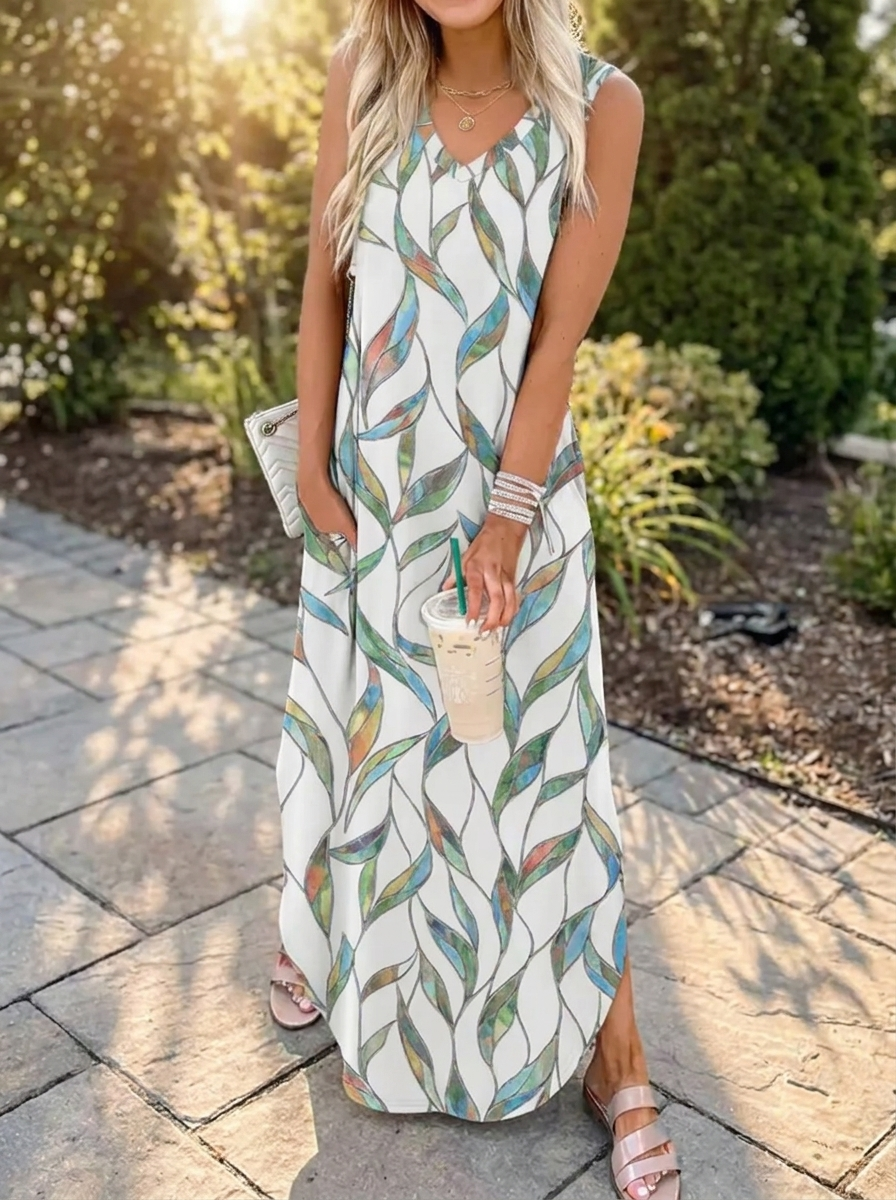 CASPIENNE – Breezy Floral Pocket Maxi Dress