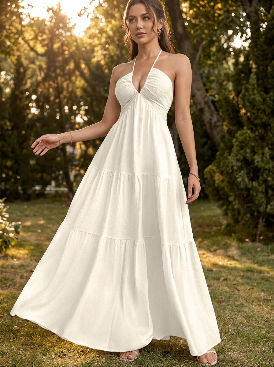 ZEPHYRINE – Deep V Boho Belted Dress