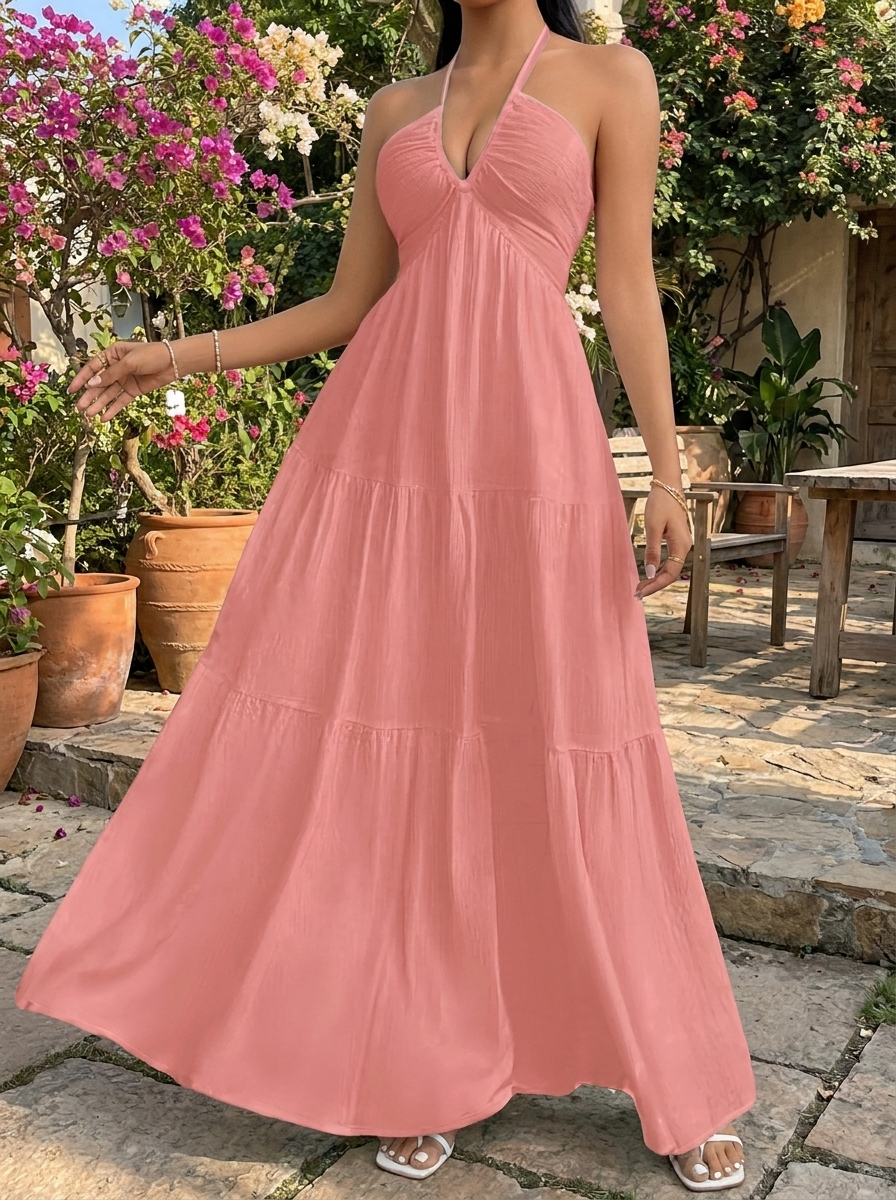 ZEPHYRINE – Deep V Boho Belted Dress