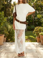 FRANNIE – Lace Hem Drop Shoulder Maxi Dress