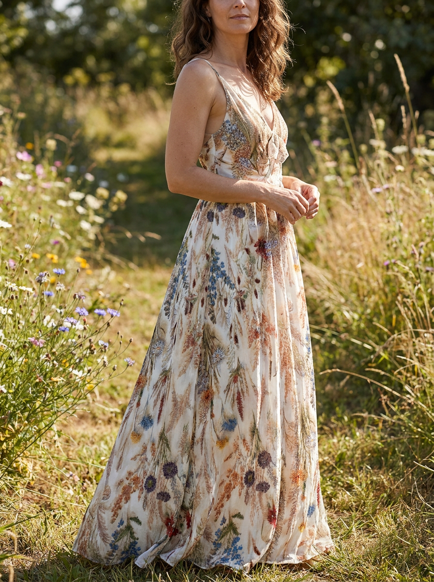 WREN – Boho Floral Spaghetti Strap Dress