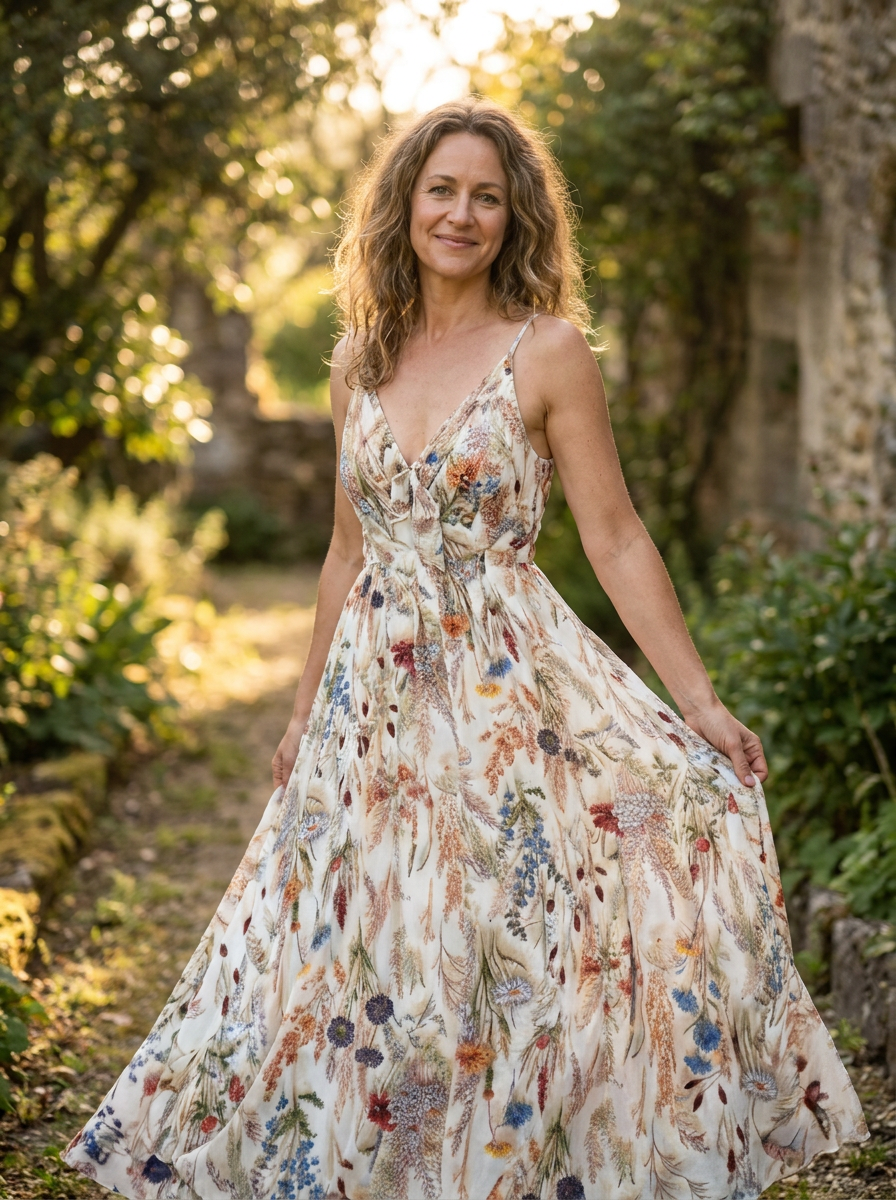 WREN – Boho Floral Spaghetti Strap Dress
