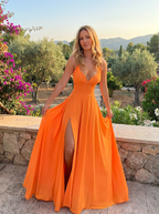 ROXANNE – Sleek Spaghetti Strap Slit Maxi Dress