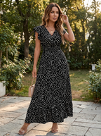 CELINDRA – Floral Ruffle Sleeve Boho Dress
