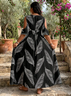 NADINE – Sultry V-Neck Printed Maxi Dress
