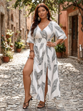 NADINE – Sultry V-Neck Printed Maxi Dress