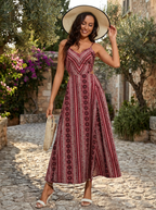 SELENA – Printed Open-Back Slit Dress