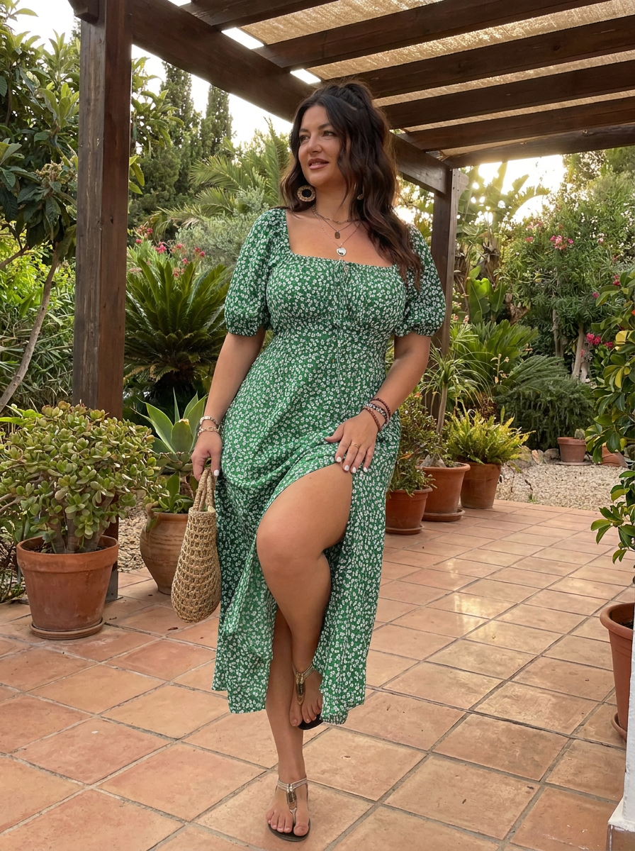 SERENE – Elegant Plus Size Tie Front Floral Dress