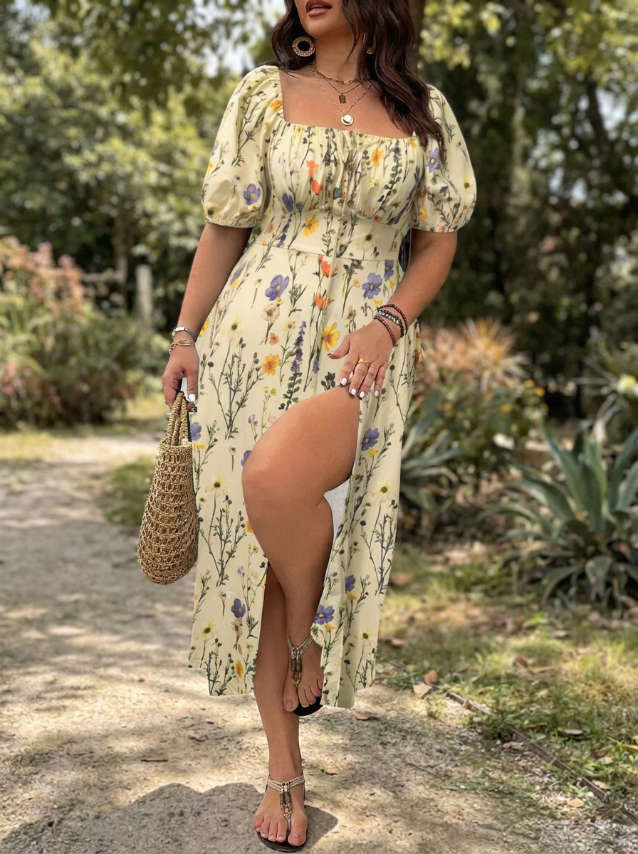 SERENE – Elegant Plus Size Tie Front Floral Dress