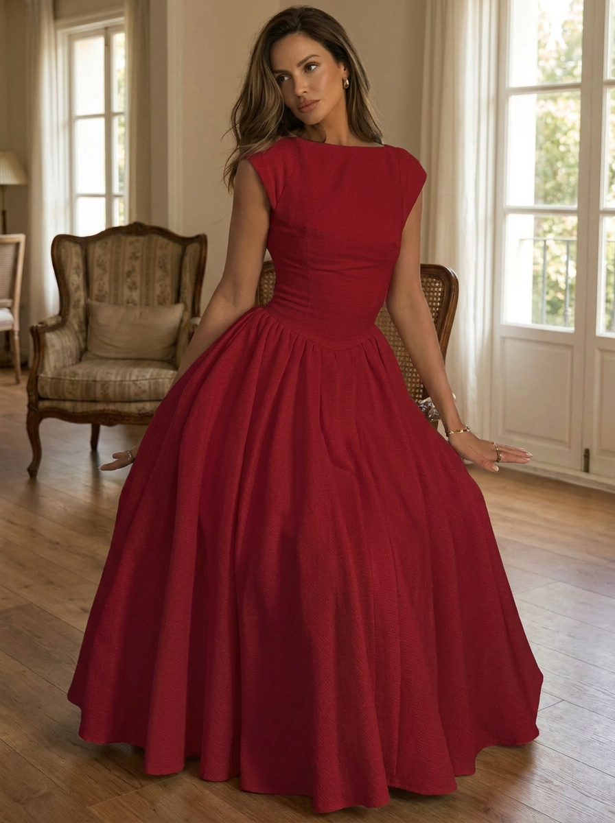 CLARISSA – Chic Bardot Backless Maxi Dress