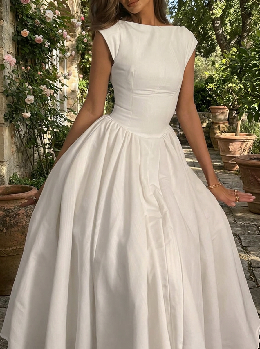 CLARISSA – Chic Bardot Backless Maxi Dress