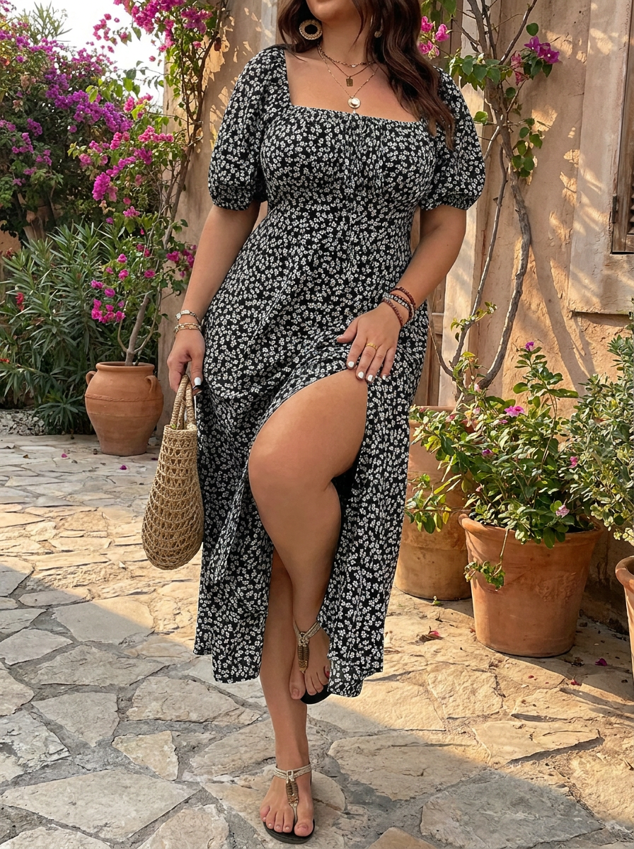 SANDRA – Trendy Plus Size Floral Print Dress
