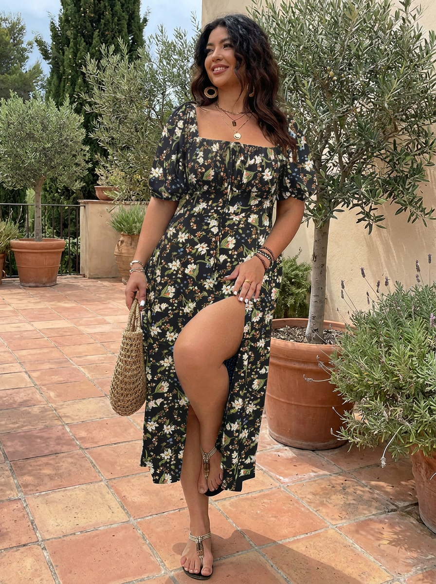 SANDRA – Trendy Plus Size Floral Print Dress