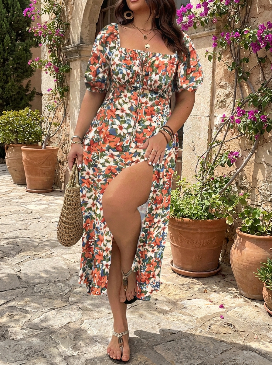 SANDRA – Trendy Plus Size Floral Print Dress