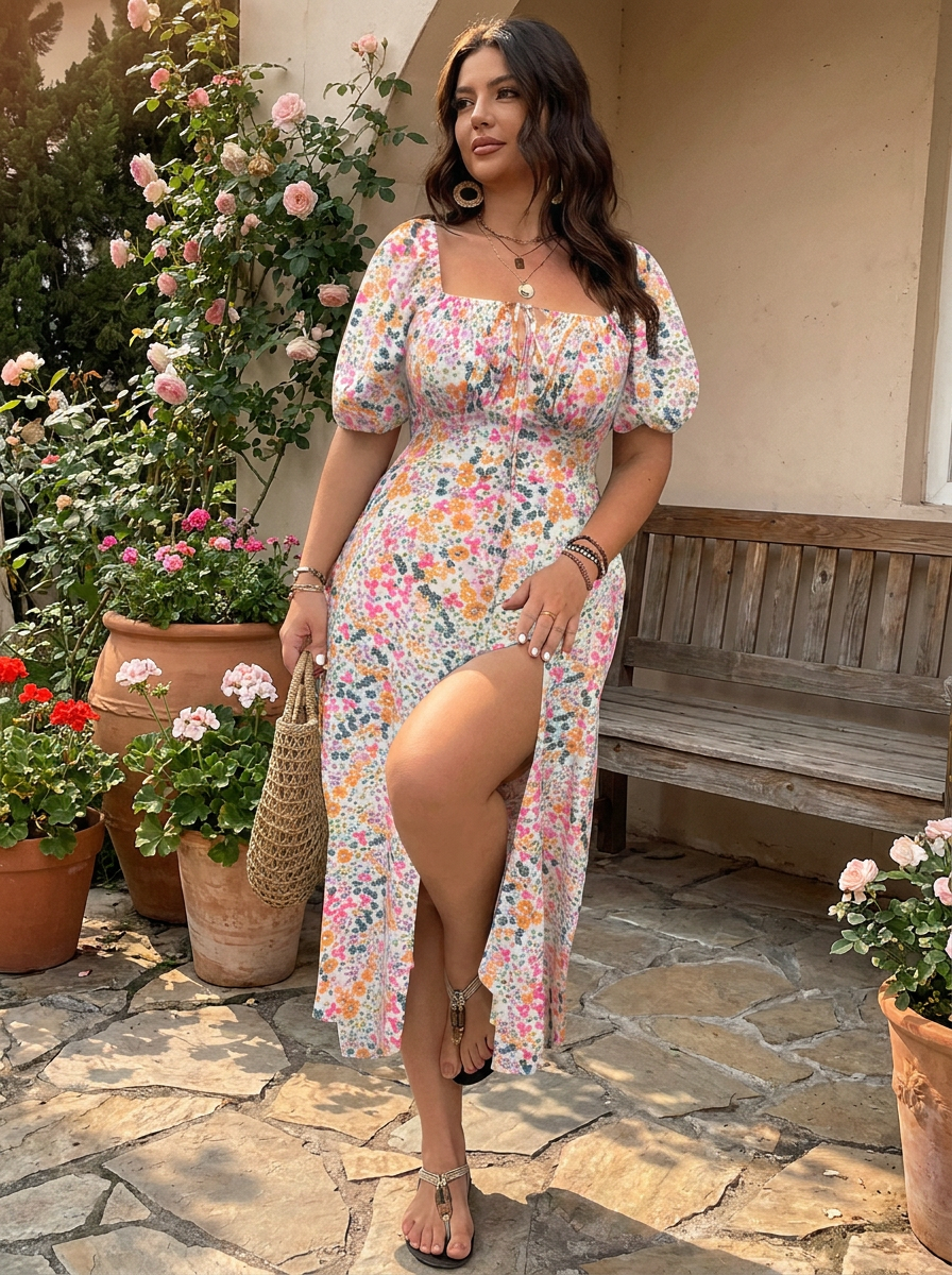 SANDRA – Trendy Plus Size Floral Print Dress