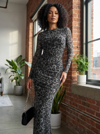 ELEANOR – Elegant Long Sleeve Leopard Print Dress