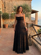 XENIA - Elegant Backless Lace Long Dress Fitted Design for Special Occasions & Parties
