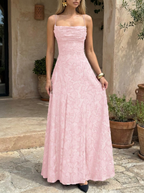 XENIA - Elegant Backless Lace Long Dress Fitted Design for Special Occasions & Parties