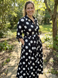 MARIE – Stylish Polka Dot Shirt Dress with Belt