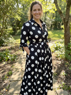 MARIE – Stylish Polka Dot Shirt Dress with Belt