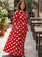 MARIE – Stylish Polka Dot Shirt Dress with Belt