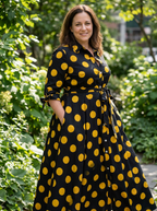MARIE – Stylish Polka Dot Shirt Dress with Belt
