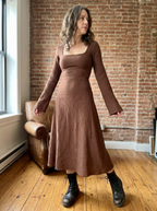 ERIN - Sophisticated Lace-Up Tie Back Flounce Sleeve A-Line Long Dress
