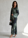 ARIANA– Elegant Satin Fitted with Tie Back Maxi Dress