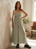 TRELLY– Classic Striped Summer Tube Maxi Dress