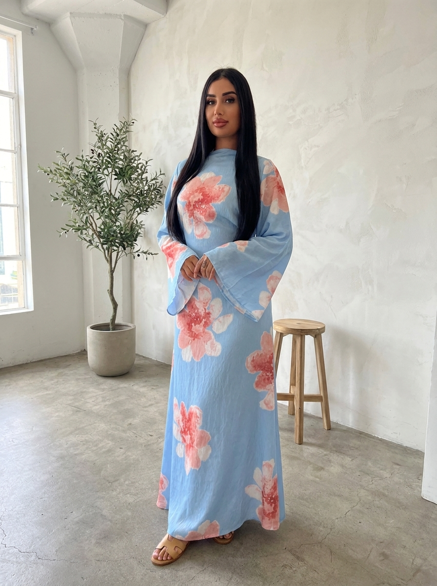 ALON– Modest Floral Loose Fit Maxi Dress