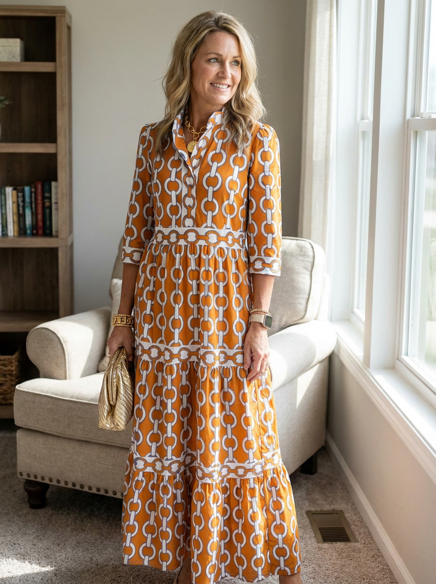 ALYANA- Chain Link Midi Dress