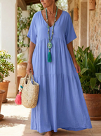 LINNEA – Soft Ruffle V-Neck Maxi Dress