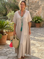 LINNEA – Soft Ruffle V-Neck Maxi Dress