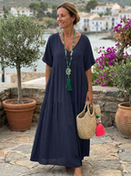 LINNEA – Soft Ruffle V-Neck Maxi Dress