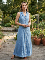 INOCENCIA – Classic Buttoned Down Deep V-Neck Maxi Dress