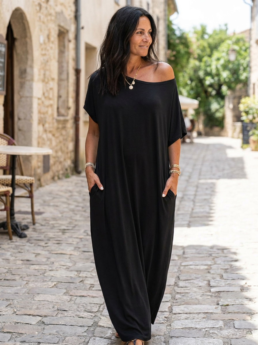 SHAEL - Loose Fit Round Neck Sleep Nightdress