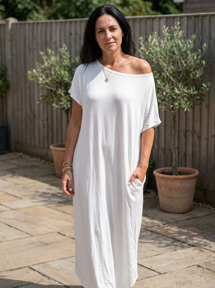 SHAEL - Loose Fit Round Neck Sleep Nightdress