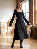 TILA - Elegant Tie Back Flounce Sleeve Dress