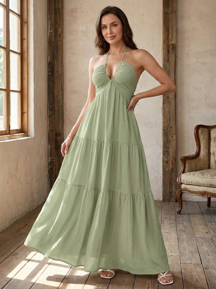 WALO - Casual Loose Fit Sleeveless Summer Maxi Dress