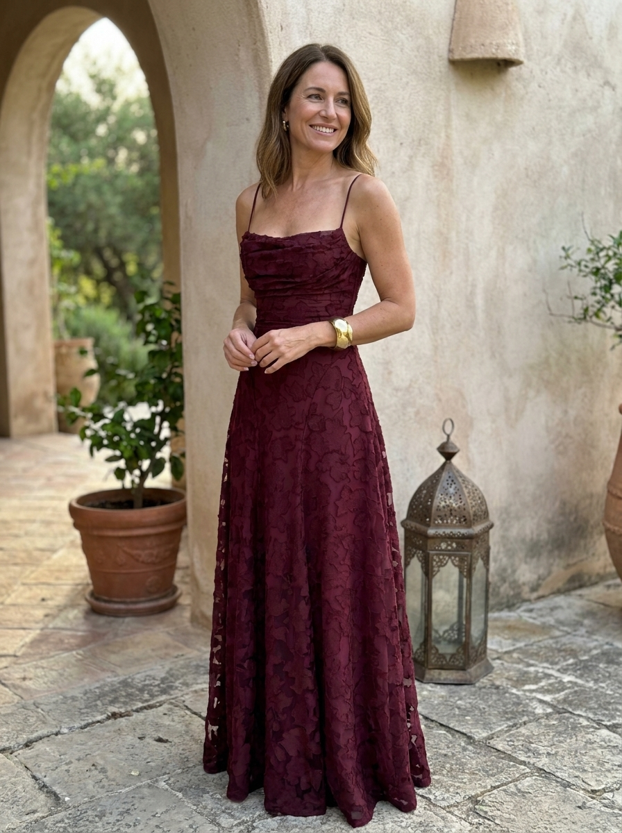MABEL - Sexy Backless Lace Pattern Long Dress for Events