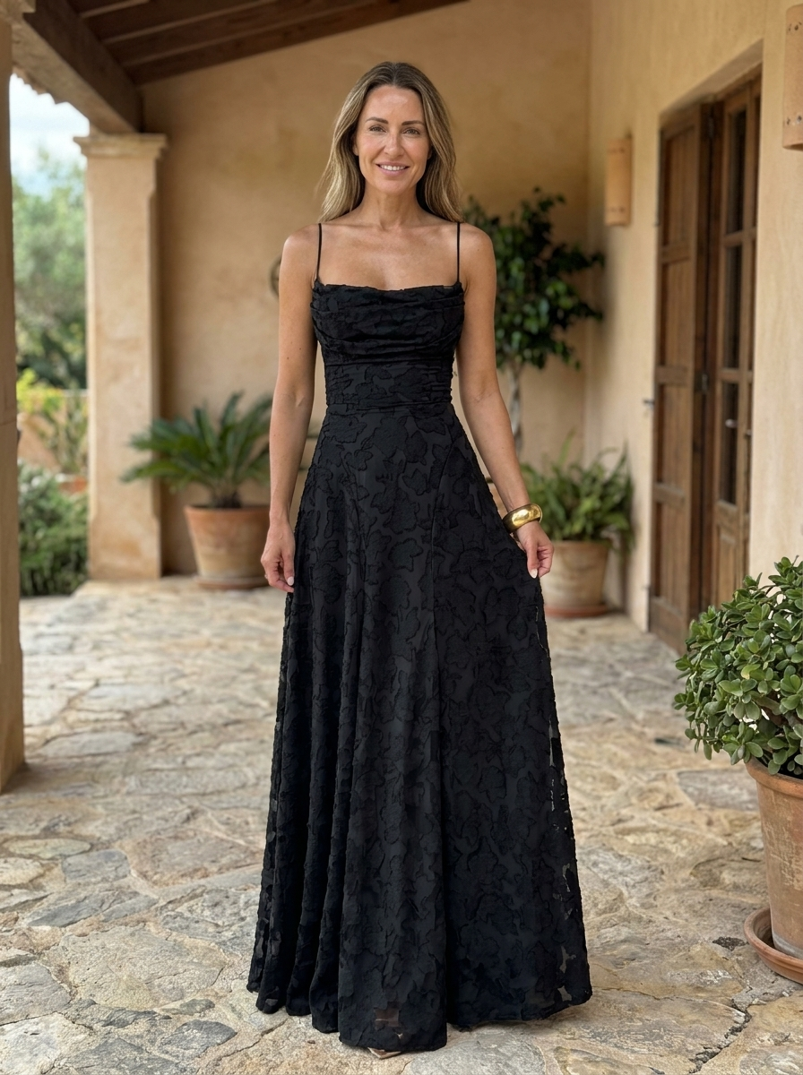 MABEL - Sexy Backless Lace Pattern Long Dress for Events