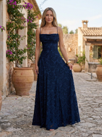 MABEL - Sexy Backless Lace Pattern Long Dress for Events