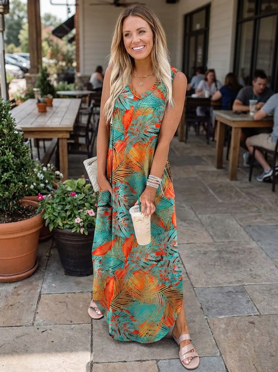 SOLANGE – Breezy Floral Pocket Maxi Dress