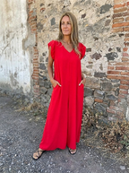 CASSANDRA - Trendy V-Neck Jumpsuit