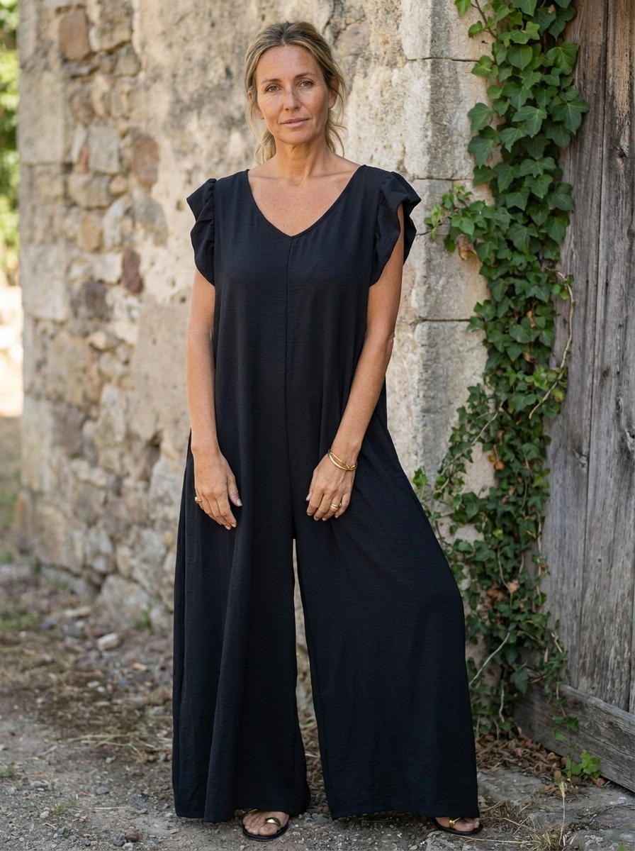CASSANDRA - Trendy V-Neck Jumpsuit