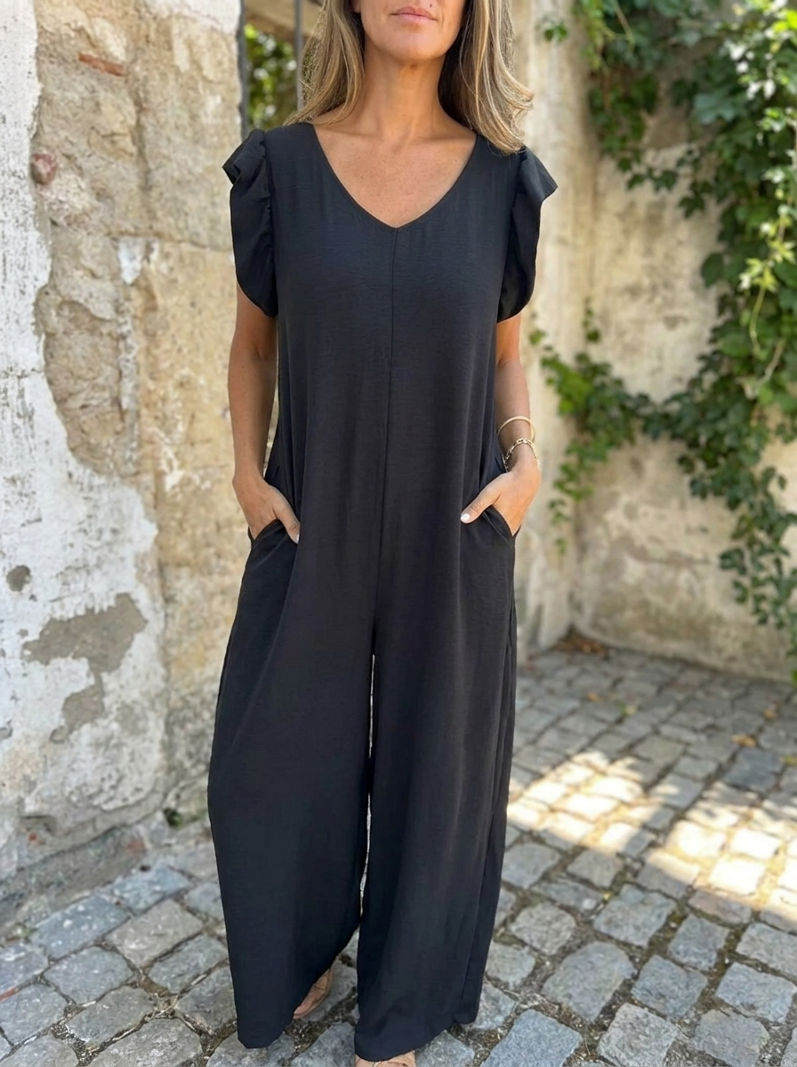 CASSANDRA - Trendy V-Neck Jumpsuit
