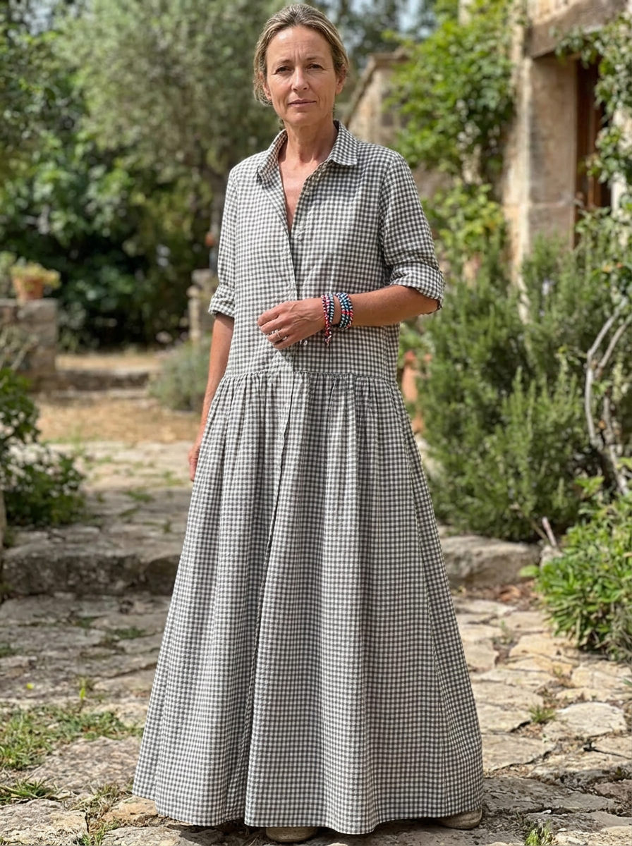 WREN – Vintage Plaid Flared Shirt Dress