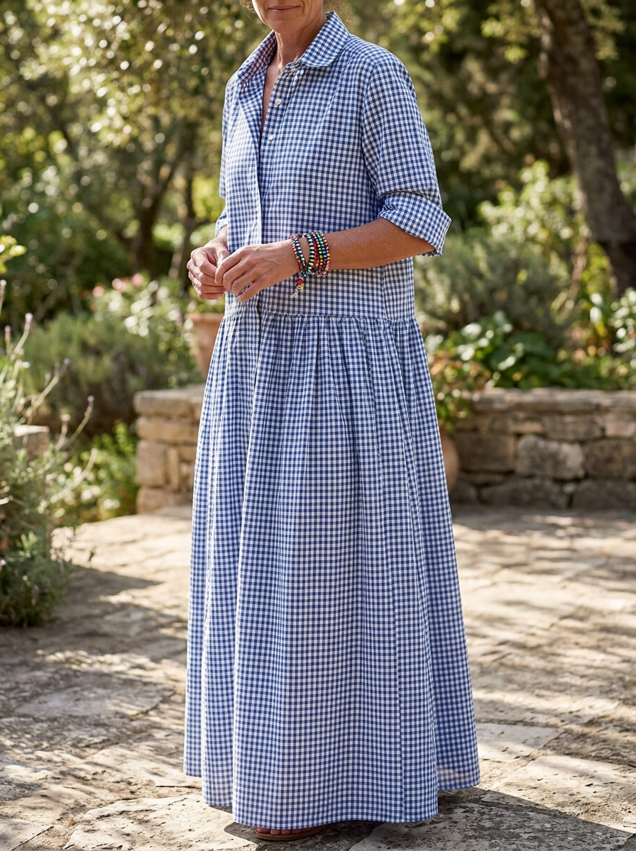WREN – Vintage Plaid Flared Shirt Dress
