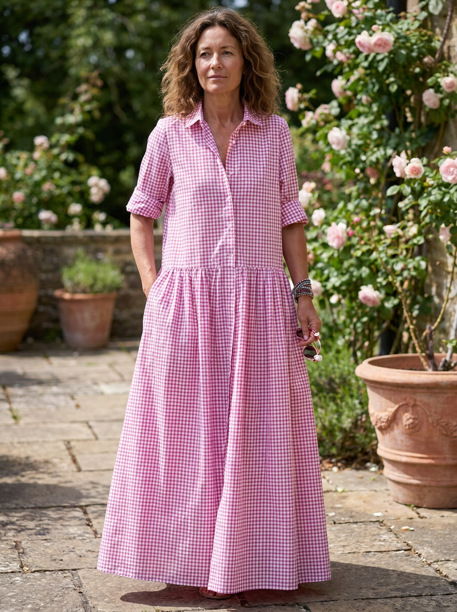 WREN – Vintage Plaid Flared Shirt Dress